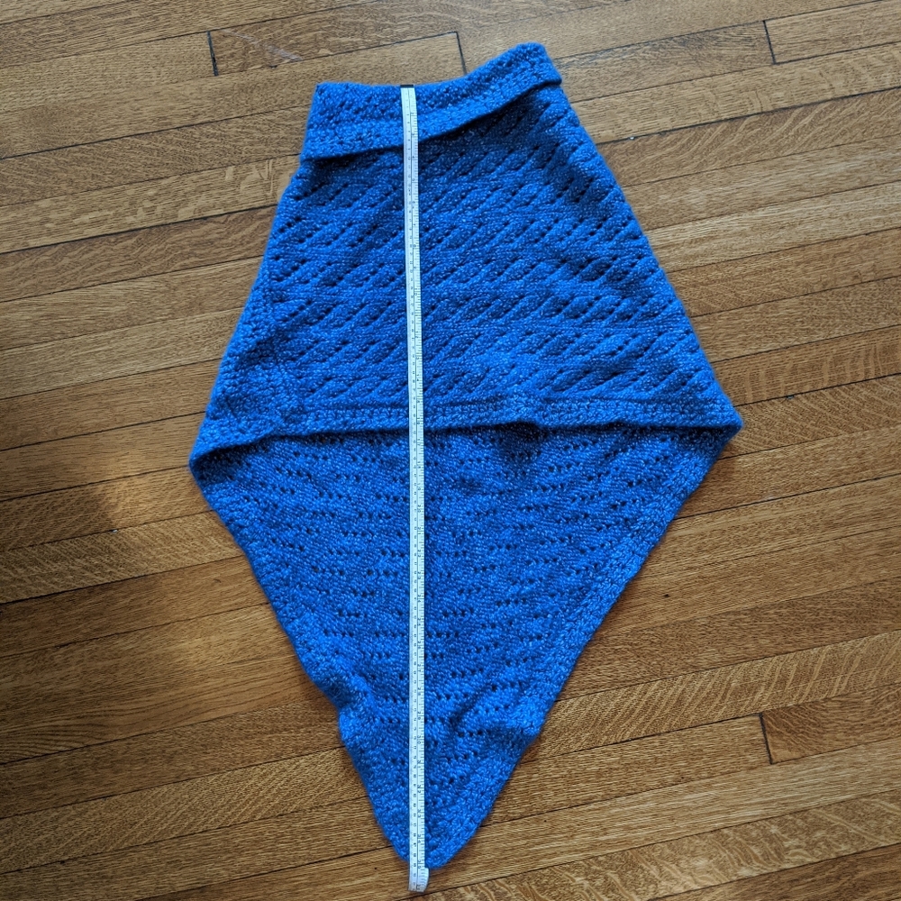 Handmade Blue Crochet Knit Poncho Shrug - Picture 7 of 7